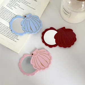 Korean cute shell folding makeup mirror portable compact pocket mirror for women daily use