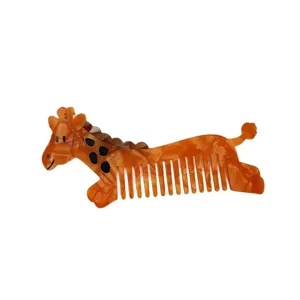 Peigne à cheveux girafe mignon, brosse à cheveux acétate portable pour un coiffage quotidien doux.