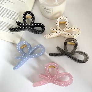 Grande molletta per capelli a pois design fiocco elegante accessorio capelli donna e ragazza
