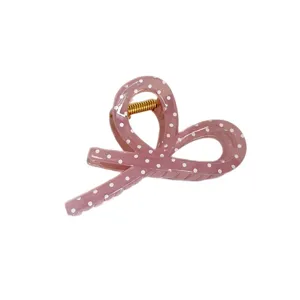 Molla per capelli rosa a pois fiocco grande elegante accessorio per acconciatura donna