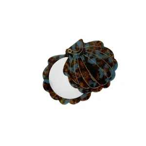 Portable seashell makeup mirror acetate tortoise shell compact pocket mirror for women girls