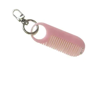 Schattige roze mini kam sleutelhanger draagbare metalen ring haarstyling gereedschap tas hanger