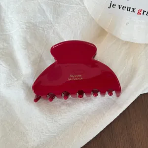 Pinza de pelo roja de acetato, elegante garra para peinados de mujer y semirecogidos.