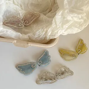 Rhinestone angel wing hair clips exquisite acetate side clips sweet sparkling hair accessories