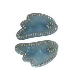 Blue acetate rhinestone angel wing hair clips cute sparkling side bangs hair accessories