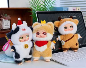 Mignonne poupée en peluche vinyle boîte aveugle porte-clés, pendentif en peluche douce pour sac.