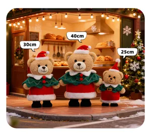 Christmas plush bear toy cute standing doll holiday gift party decoration 25 30 40cm