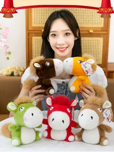 Cute Q-version colorful lucky horse plush toy healing doll blessing pony for best friends gift.