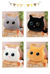 Cute cat plush pillow soft stuffed animal kitten sofa cushion cartoon doll multi-color variant