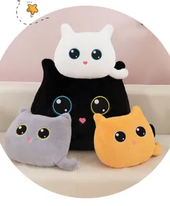 Cute cat plush pillow cartoon kitten cushion soft stuffed animal toy for sofa home decoration