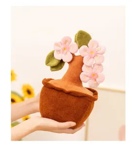 Joli jouet en peluche de tulipe en pot, ornement de plante de fleur douce pour décoration et cadeau