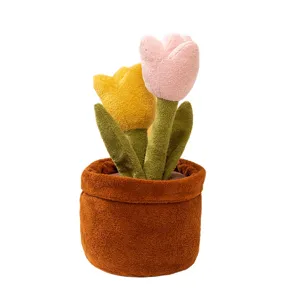 Joli jouet en peluche tulipe en pot fleur douce plante en pot déco de chambre cadeau
