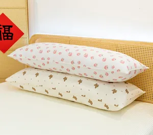 Lungo cuscino stampato a cartoni animati per dormire, morbida fodera per arredamento letto.