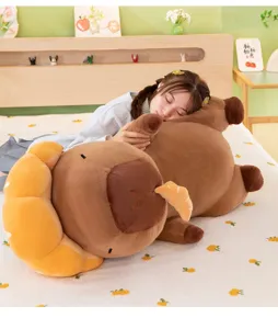 Cute giant capybara plush toy with bread design, soft stuffed animal doll pillow for kids and girls.