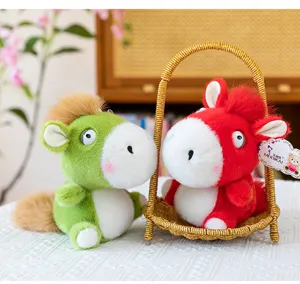 Cute Q-version plush pony toy detail close-up, colorful healing cute stuffed animal gift for kids.