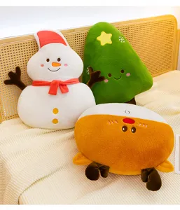 Christmas plush pillow set cartoon snowman elk cushion cute holiday gift home decor