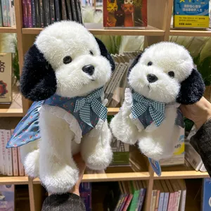 Mignon jouet en peluche chiot Setdudu avec robe florale et nœud, peluche douce pour enfants.