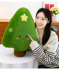 Cute cartoon Christmas tree plush pillow soft stuffed toy for holiday gift home decor