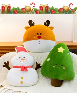 Cute Christmas cartoon series plush pillow snowman reindeer cushion soft toy bedroom gift decoration