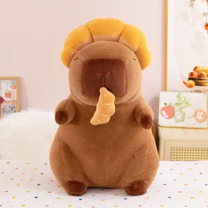 Cute Capybara Plush Toy Stuffed Animal Doll With Bread And Spicy Strip Accessories Soft Hugging Pillow Gift For Kids