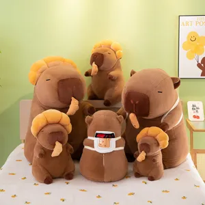Cute Capybara plush toy foodie series stuffed doll soft cushion gift for kids and friends.