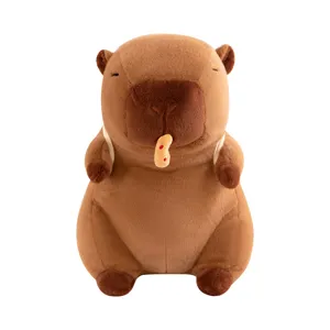 Cute Capybara plush toy with snack, soft stuffed animal doll wonderful gift for kids