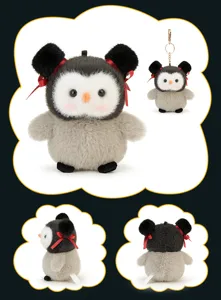 Cute penguin plush keychain fluffy animal toy pendant bag accessory charm nice gift for kids
