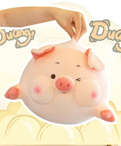 Cute cartoon round pig plush toy pillow, chubby sleeping companion and warm gift for girlfriend.