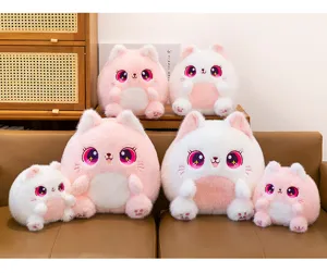Cute round chubby cat plush toy with big sparkling eyes soft stuffed animal doll gift