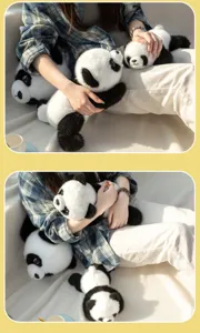 Adorable muñeco de peluche de panda de simulación cojín de abrazo suave para niños y hogar