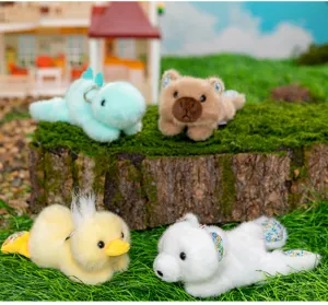 Cartoon floral lying animal plush toy cute dinosaur duck bear doll desktop decoration gift