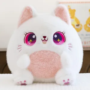 Cute Chubby Cat Plush Toy Soft Stuffed Animal Fluffy Kitty Doll With Big Shining Eyes Kawaii Room Decor