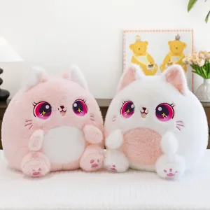 Cute round fat cat plush toy with big sparkling eyes soft stuffed animal doll gift main view