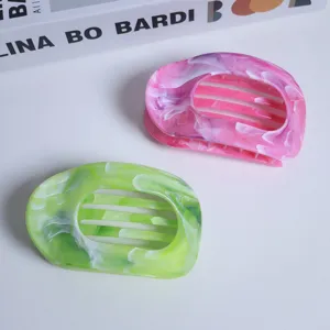 Acryl Gebogen Flache Haarklammer Retro Marmor Muster Haarspange Elegante Haarnadel Für Damen Haarstyling Zubehör