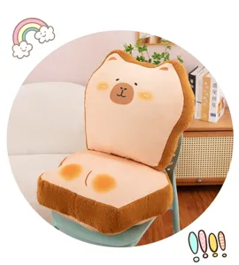 Coussin en peluche toast capybara mignon oreiller pain doux pour canapé et bureau.