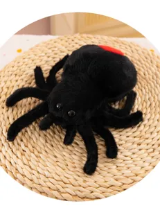 Cute simulation plush spider toy detail view, soft insect rag doll for baby soothing and playing.