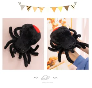 Cute simulation spider plush toy black stuffed insect doll soft comforting doll 8 inch
