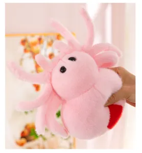 Cute pink spider plush toy, soft stuffed insect doll for kids, adorable claw machine gift.