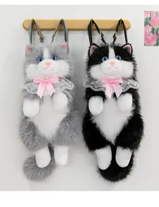 Lindo bolso de mochila de gato de peluche lindo gatito caricatura regalo de hombro
