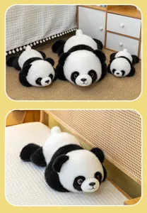 Lindo panda tumbado muñeco de peluche suave animal de peluche almohada compañero para dormitorio.