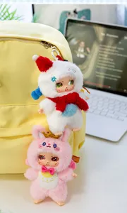 Süßes Plüschtier Schlüsselanhänger Set, flauschiger Rucksackanhänger, tolles Geschenk.
