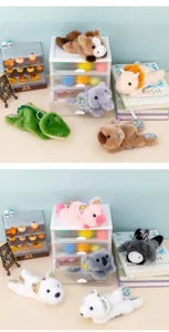 Cute floral lying animal plush toy keychain cute desktop decompression doll gift pendant