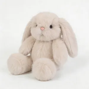 Fluffy lop-eared rabbit plush toy, soft stuffed bunny doll for girls birthday gift.