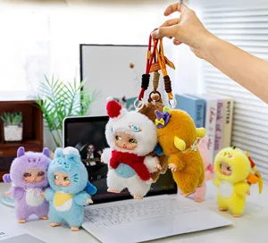 Süßes Plüschpuppen Schlüsselanhänger Set, trendiger Designer Art Toy Stil Plüsch Anhänger Geschenk.