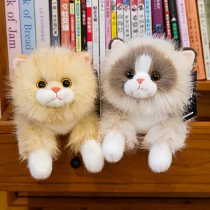 Simulation plush cat stuffed animal toy cute fluffy kitten doll companion gift for kids