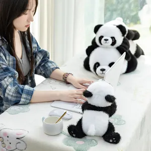 Lindo cojín de peluche de panda dormido, suave muñeco de peluche para escritorio y hogar.