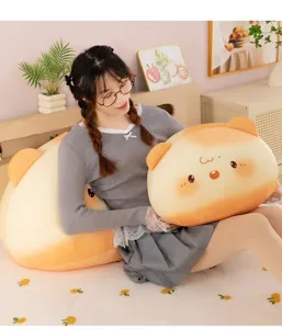Soft cute bread plush pillow cartoon cheese mouse doll fluffy bedside cushion for bedroom decor.