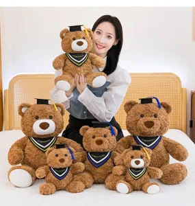 Abschluss Teddybär Plüschtier mit Doktorhut und Schal, süßes Stofftier Geschenk für Studenten.