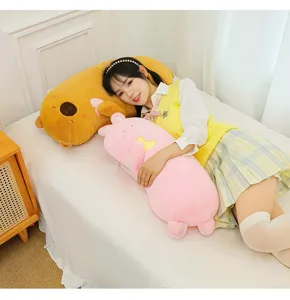Cute long plush hugging pillow cartoon animal soft body pillow for sleeping and bed decor.