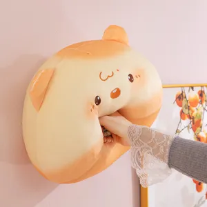 Soft cute bread plush mouse pillow stuffed cushion for bed room decoration cozy kawaii doll toy